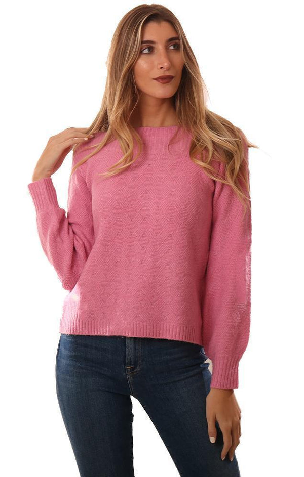 BB DAKOTA SWEATERS BOAT NECK PINK KNIT PULLOVER