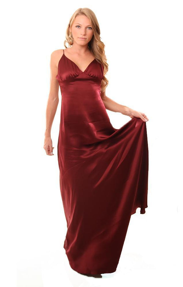 AMANDA UPRICHARD DRESSES SILK BURGUNDY MAXI DRESS