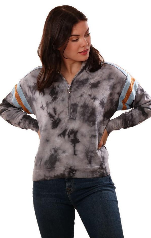 CENTRAL PARK WEST SWEATSHIRTS LONG SLEEVE HALF ZIP TIE DYE PULLOVER