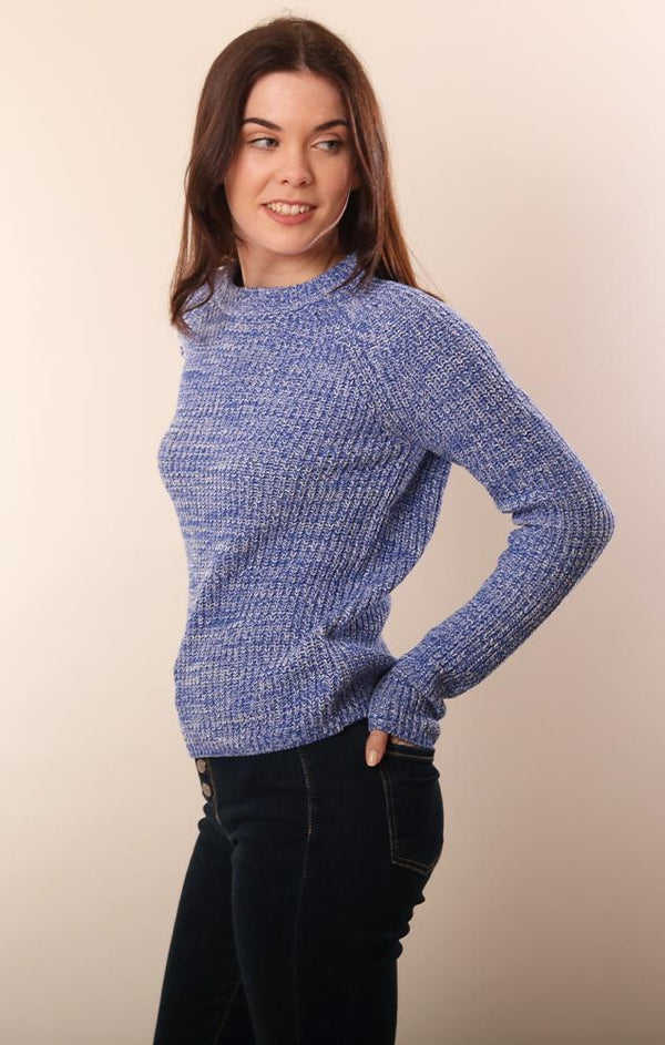 525 SWEATERS CREW NECK COMFY RAGLAN BLUE PULLOVER SWEATER