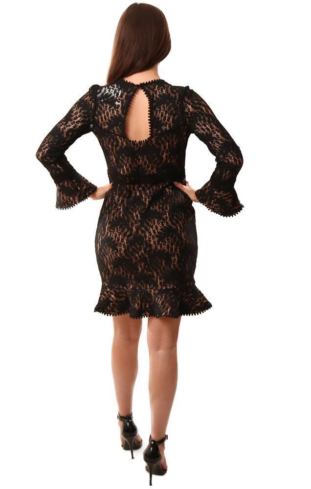 Dresses Lace Mini Bell Sleeve Black Dress