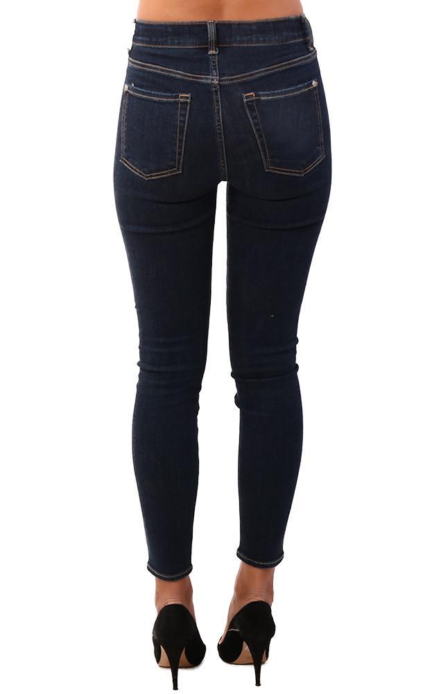 7 For All Mankind Button Fly Denim High Waist Ankle Skinny Dark Washed Blue Jeans