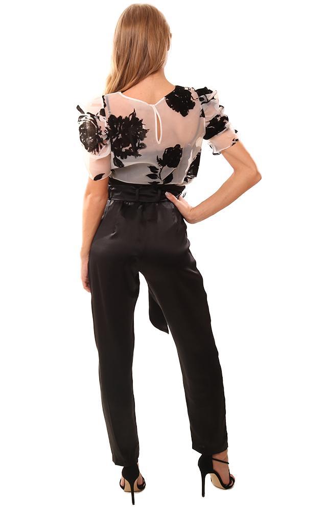 Amanda Uprichard Tops Short Sleeve Sheer Floral Blouse