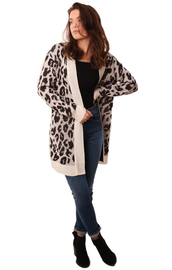 BB Dakota Cardigans Open Front Animal Print Cardi