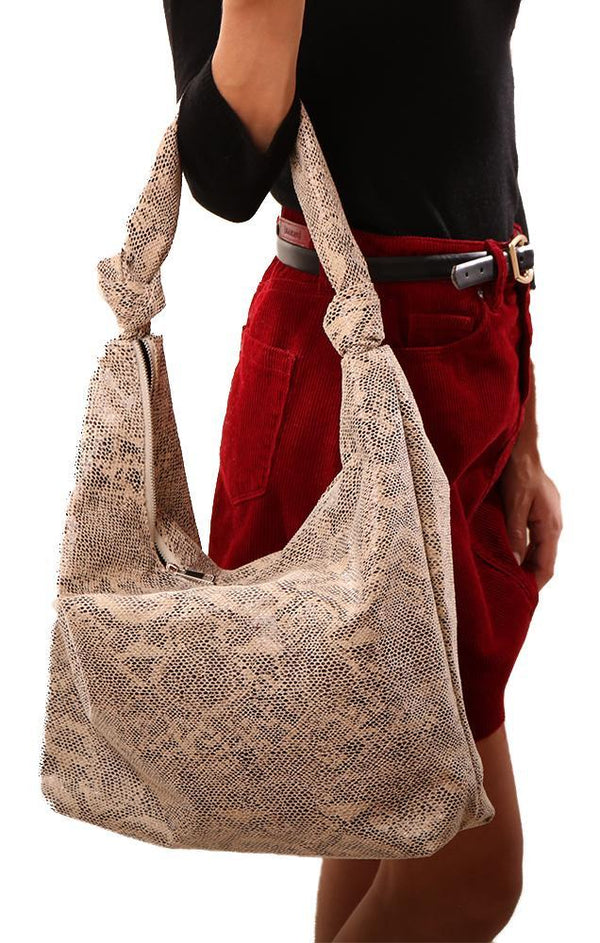 Handbags Vegan Leather Snakeskin Large Grey Tote