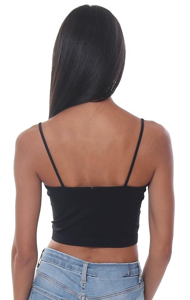 Sugar Lips Tops Black Seamless Soft Cropped Easy To Wear Layering Cami