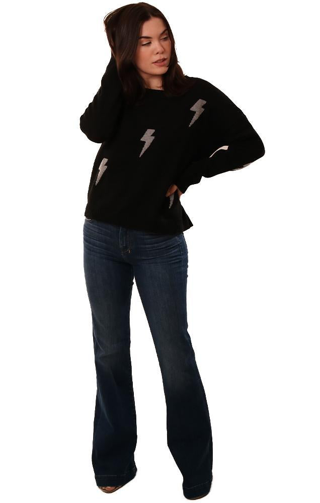 Six Fifty Tops Crew Neck Long Sleeve Lightning Bolt Knit 