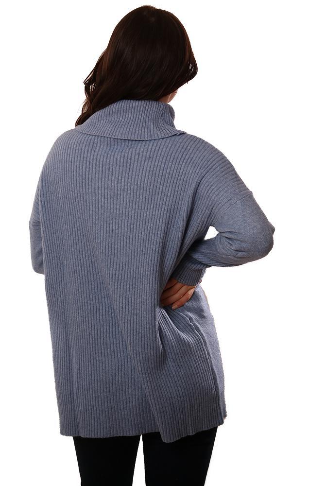 Metric Sweaters Long Sleeve Cowl Neck Soft Blue Knit Top