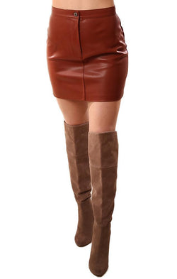 BB Dakota Faux Leather Rust Mini Skirt