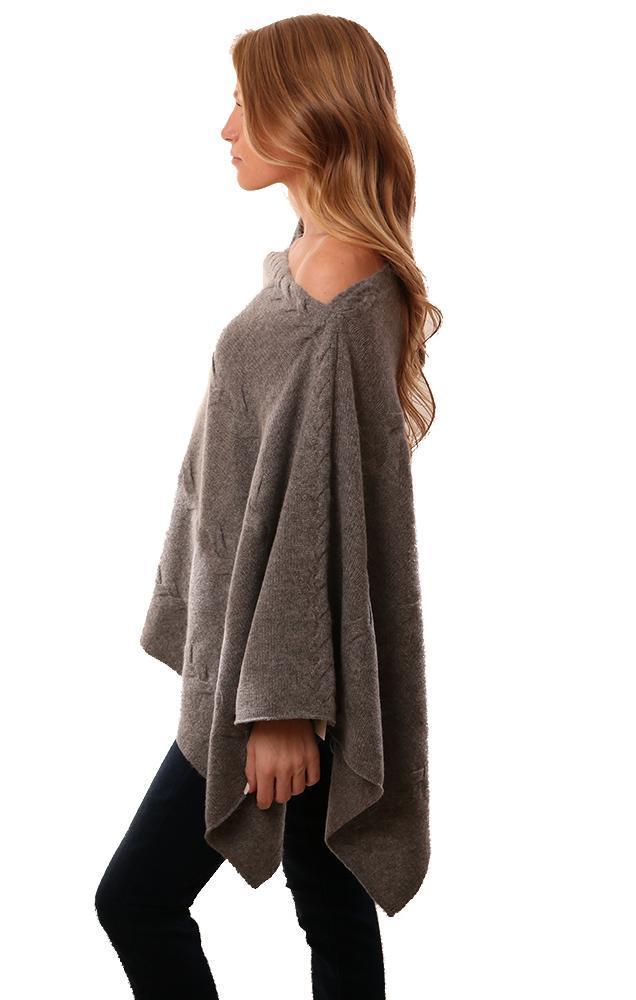 In Cashmere Ponchos Cable Knit Soft Grey Topper