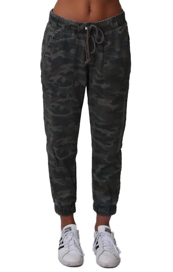 Bella Dahl Joggers Camo Print Pocket Drawstring Waist Relaxed Jogger Pant