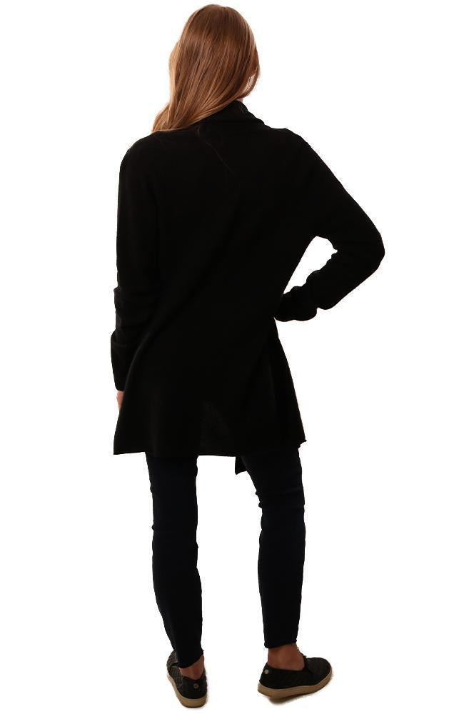 In Cashmere Cardigans Long Sleeve Open Front Black Knit Cardi