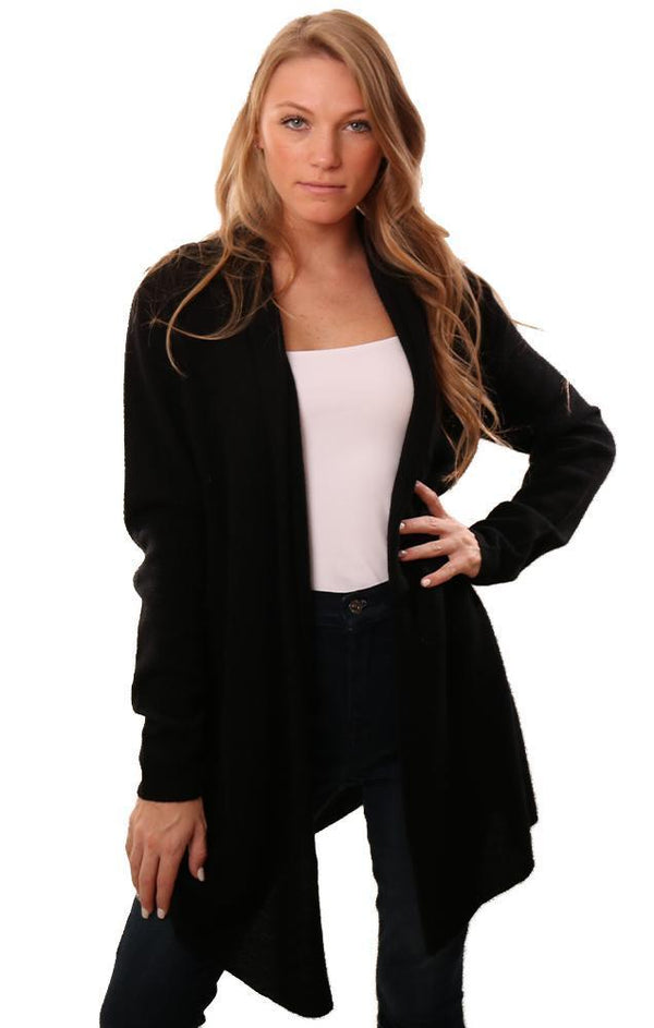 In Cashmere Cardigans Long Sleeve Open Front Black Cardigan