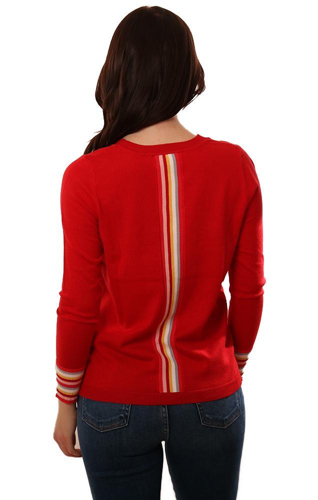 Metric Cardigans Button Front V Neck Fitted Red Classic Knit Cardi