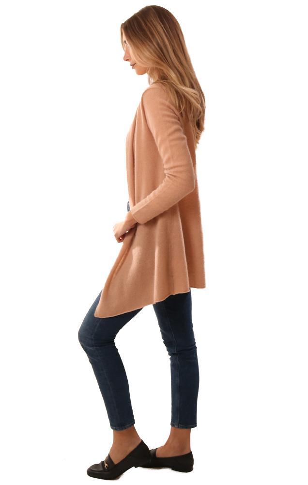 In Cashmere Cardigans Long Sleeve Open Front Tan Cashmere Sweater