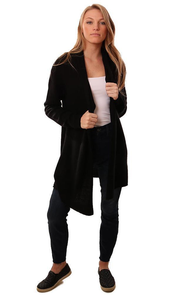 In Cashmere Cardigans Long Sleeve Open Front Black Cardi