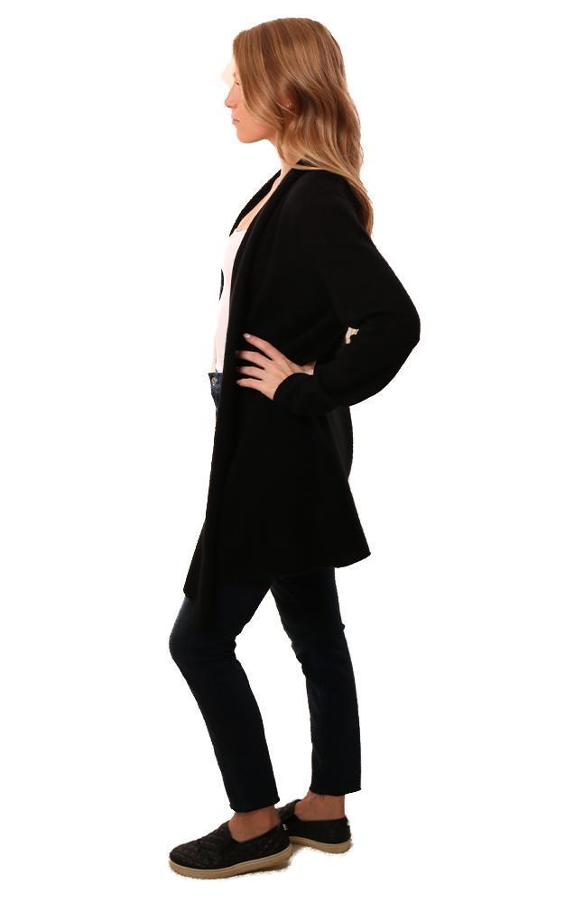 In Cashmere Cardigans Long Sleeve Open Front Black Cashmere Cardi