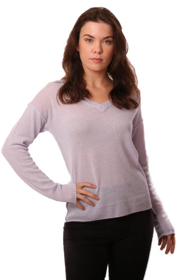 525 America Sweaters Long Sleeve V Neck Light Blue Pullover