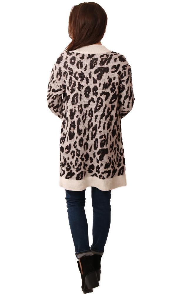 BB Dakota Cardigans Open Front Animal Print Cardi 