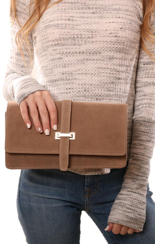 Handbags Suede Tan Party Holiday Clutch