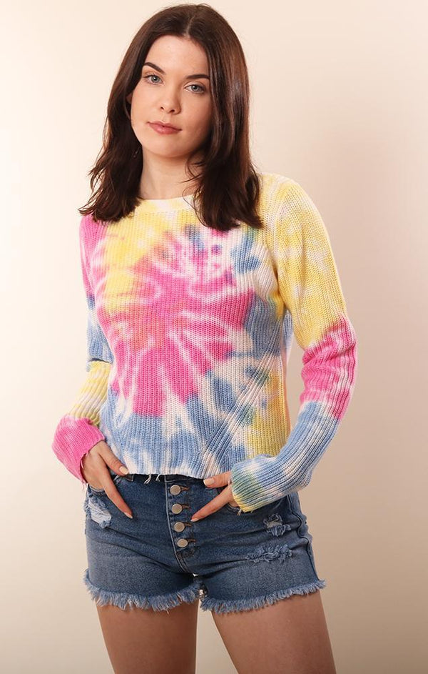 Raffi Long Sleeve Crew Neck Tie Dye Sweater Knit