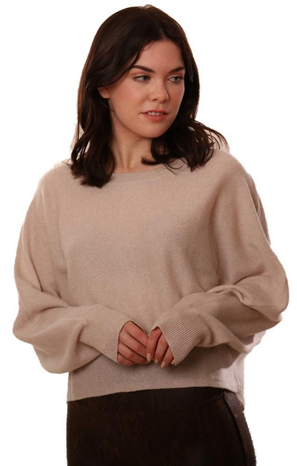 Raffi Sweaters Cropped Crew Neck Dolman Sleeve Cozy Cashmere Sweater