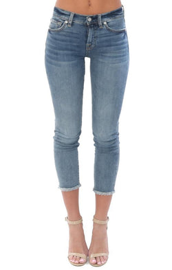 7 For All Mankind Denim Roxanne Ankle Fray Hem Skinny Cropped Spring Jean