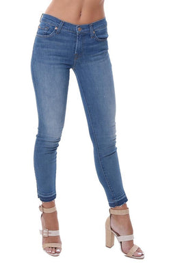 7 For All Mankind Denim Washed Frayed Ankle Jeans 