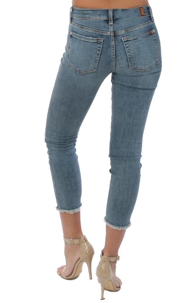 7 For All Mankind Denim Roxanne Ankle Fray Hem Skinny Crop Pant Jean