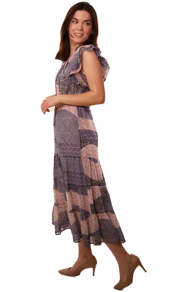 BB Dakota Dresses Mixed Print Sleeveless Pink Purple Patchwork Maxi Dress