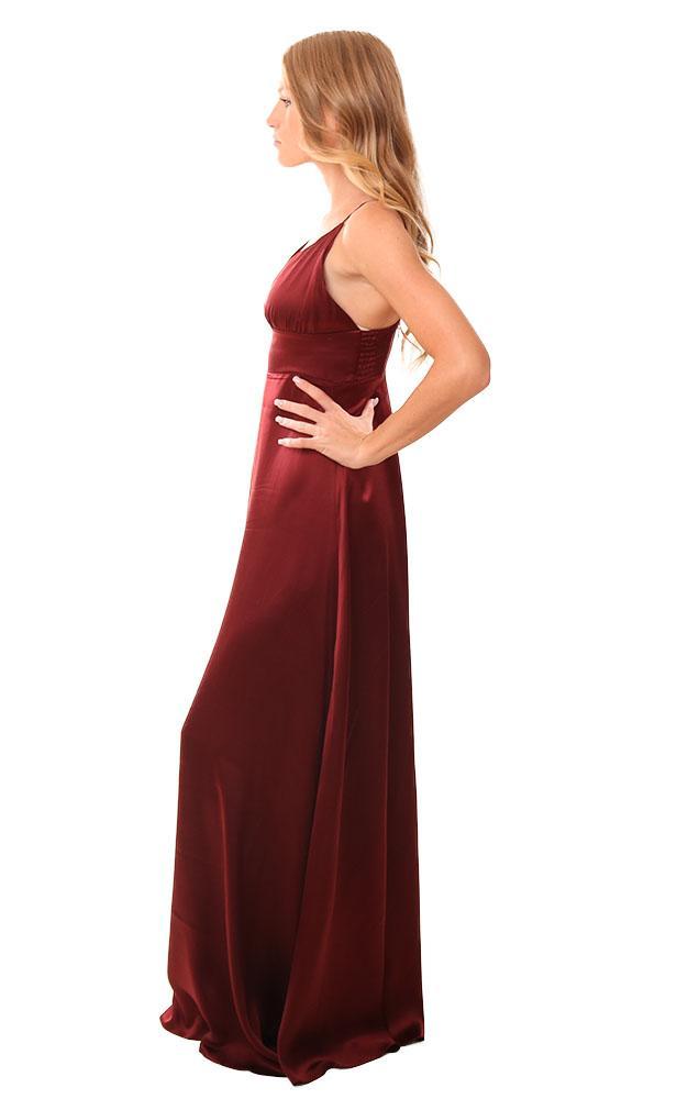 Amanda Uprichard Dresses Silk Party Dress Burgundy Maxi V Neck 