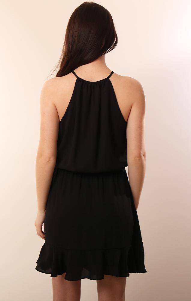 Dresses Halter Neck Ruffle Black Mini party Dress