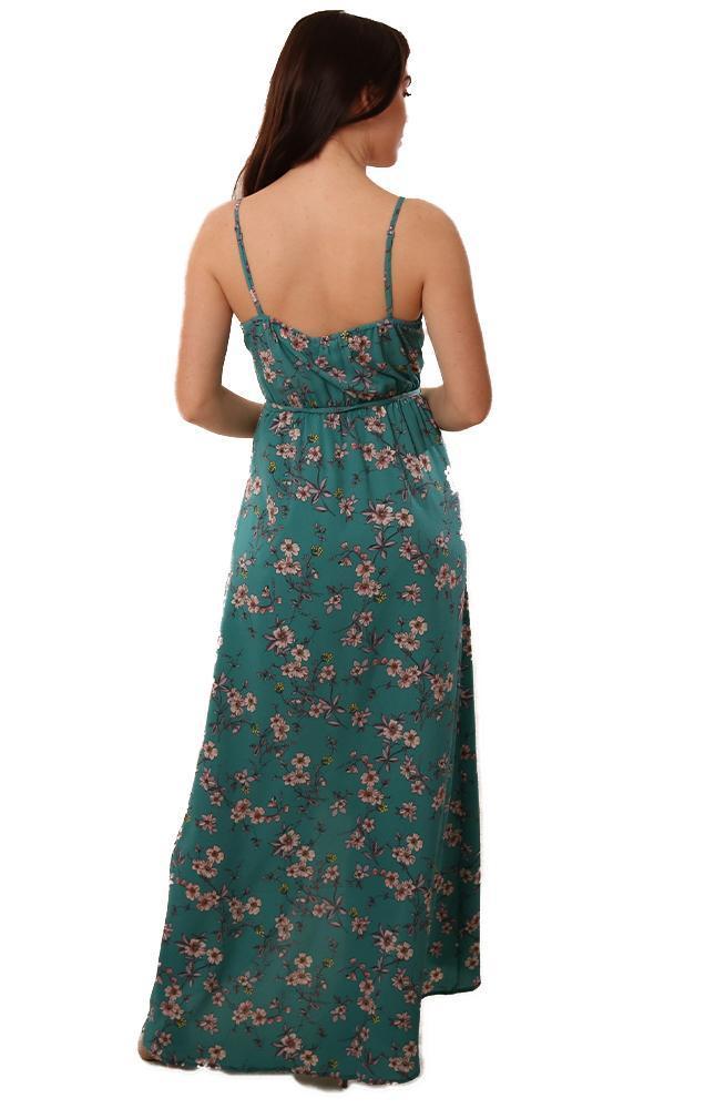 BB Dakota Dresses V Neck Blue Floral Print Flowy Spring Summer Party Maxi Dress