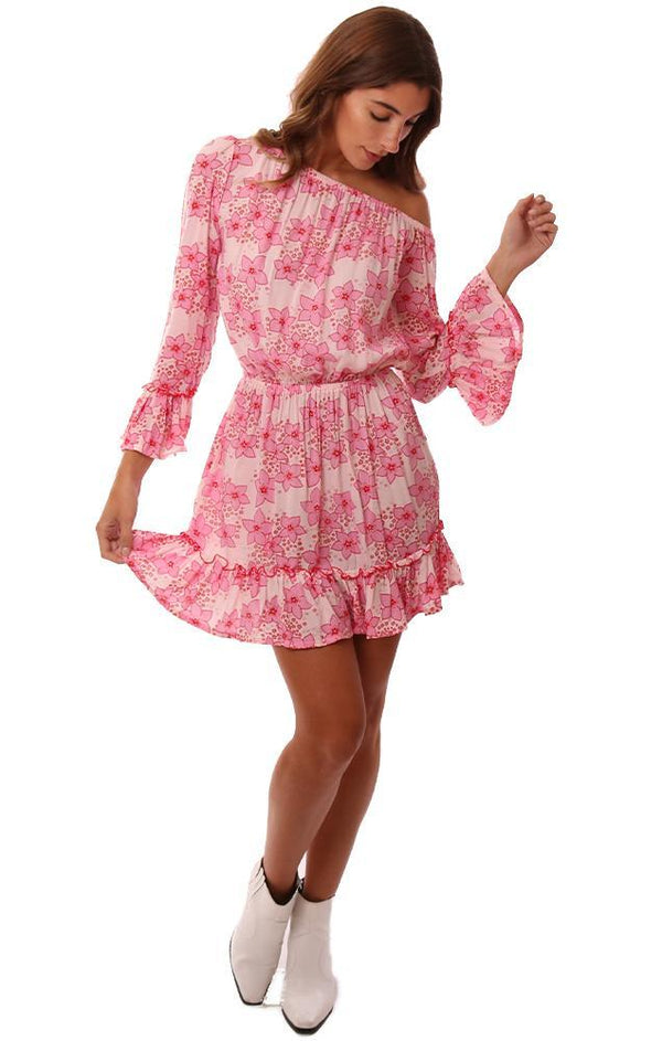 Cool Change Dresses Long Sleeve Off The Shoulder Pink Floral lightweight mini