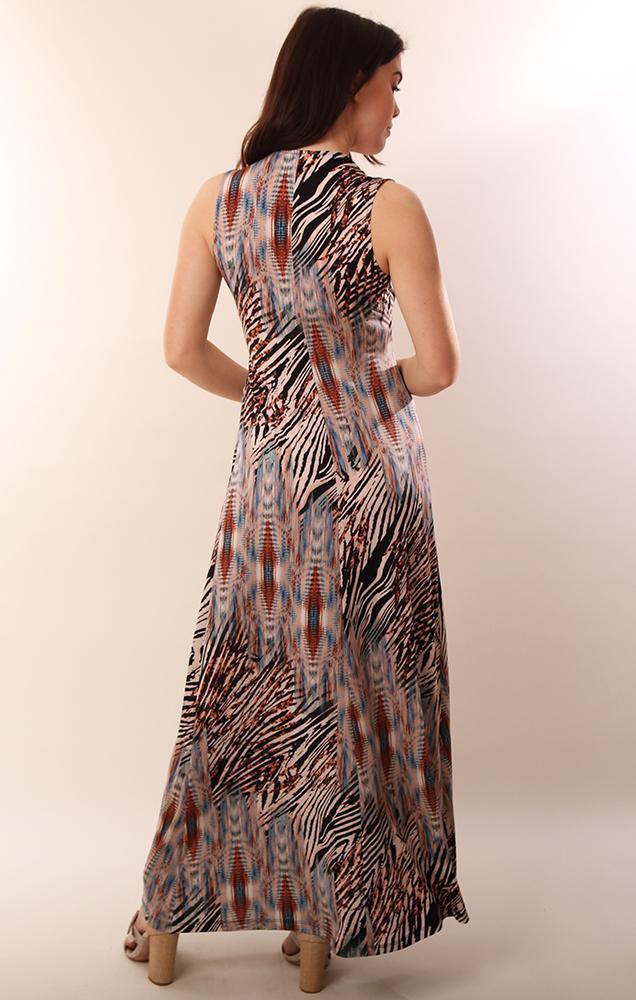 Veronica M Dresses Sleeveless V Neck Printed Maxi Dress