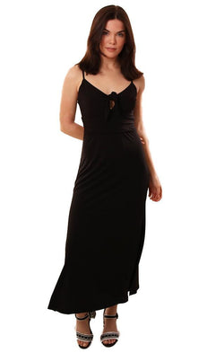 Veronica M Dresses Sleeveless Tie Front Soft Black MAxi