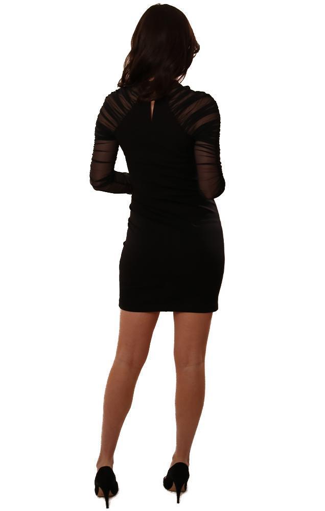 Amanda Uprichard Dresses Mesh Long Sleeve Black Dressy Bodycon Dress