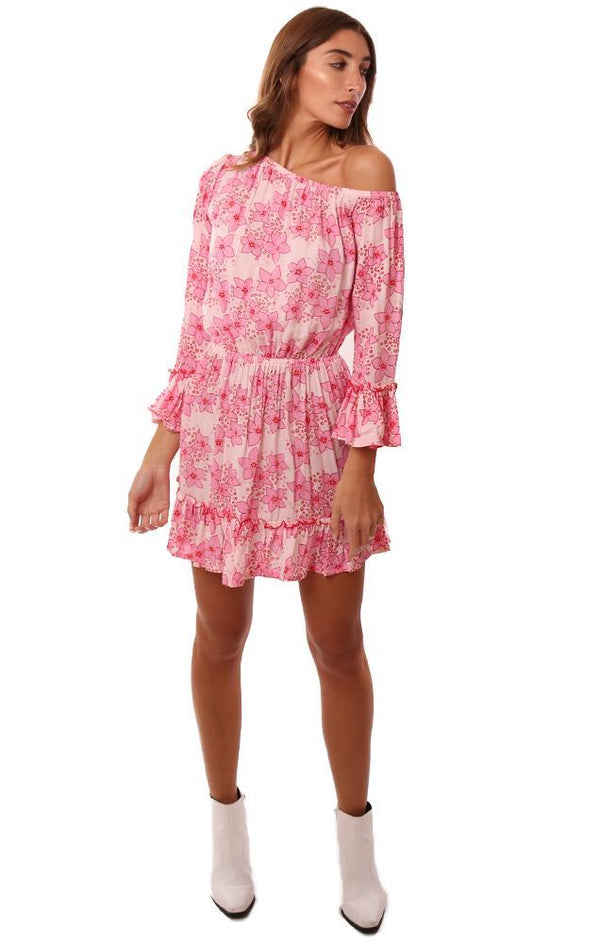 Cool Change Dresses Long Sleeve Off The Shoulder Pink Floral Mini dress