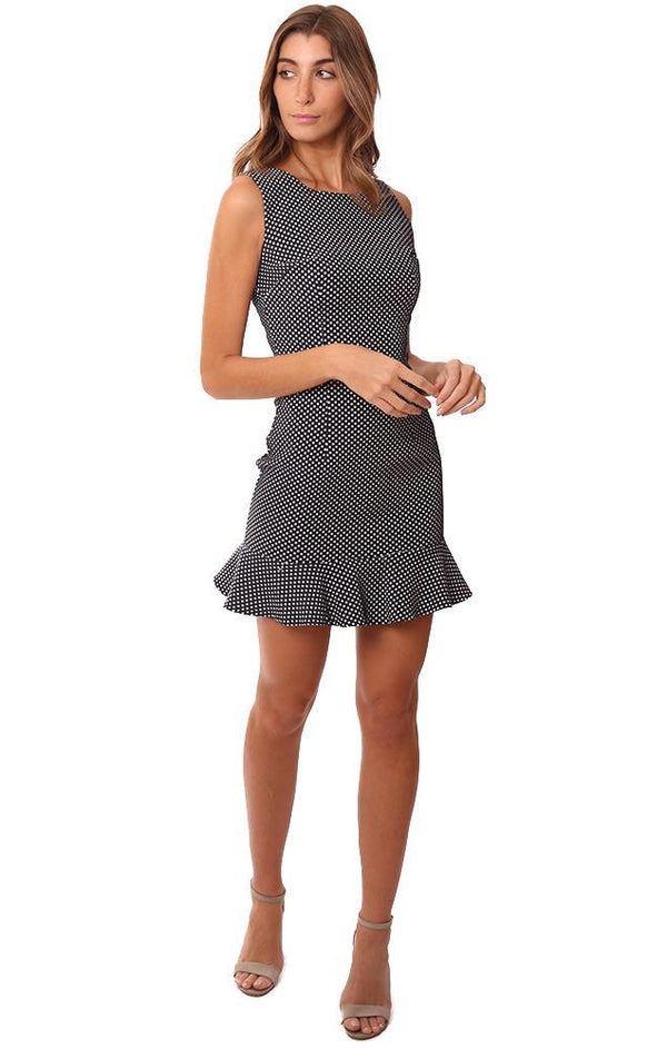 Bailey 44 Dresses Sleeveless Polka Dot Ruffle Hem Mini Work Dress