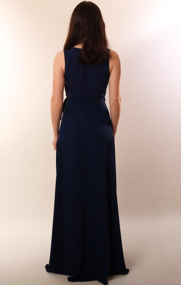 Amanda Uprichard Dresses Wrap Style Sleeveless Navy Maxi Party Dress