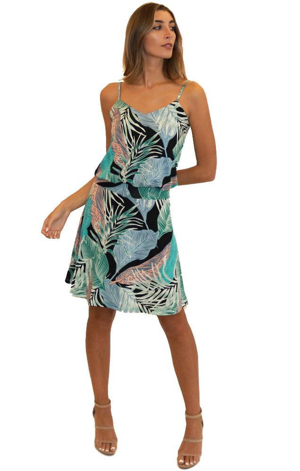 Veronica M Dresses Sleeveless Drop Waist Tropical Mini tank Dress