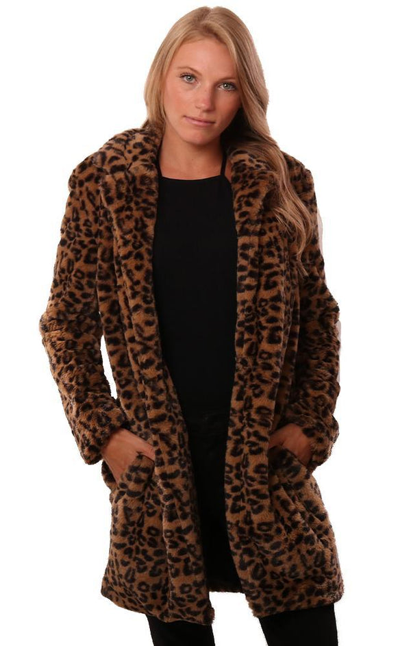 Central Park West Jackets Faux Fur Animal Printed Soft Cozy Coat