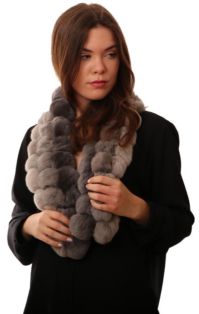 Scarves Genuine Fur Pom Pom Grey Formal Scarf