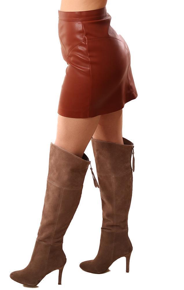 BB Dakota Rust Faux Leather Mini Skirt