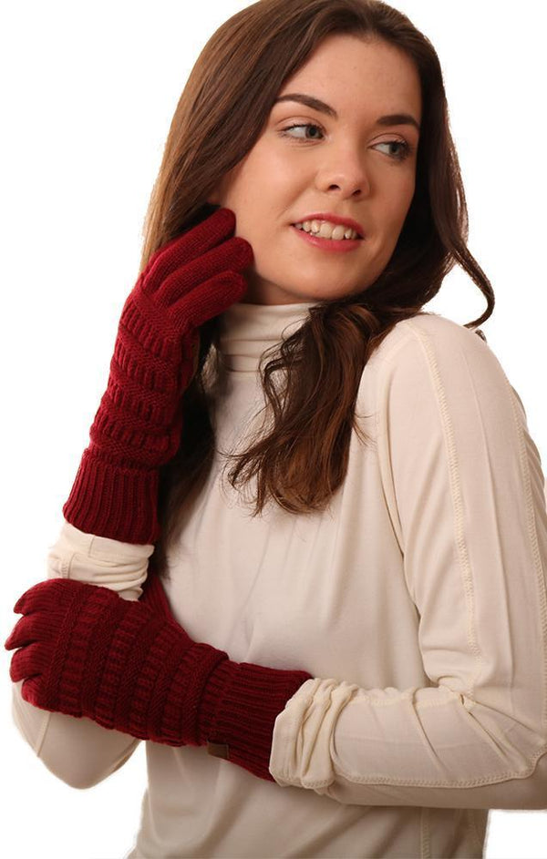 Gloves Smart Tip Warm Burgundy Winter Glove