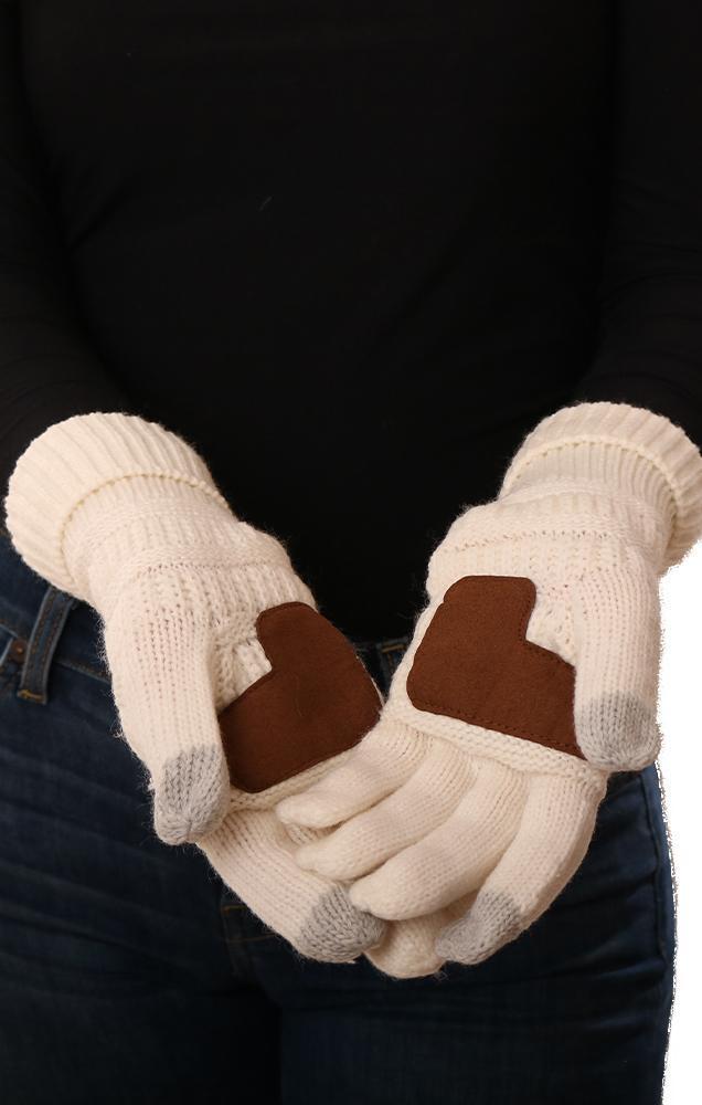 Gloves Smart Tip Warm Ivory Suede palm Glove