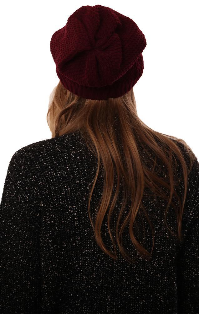 Hats Waffle Knit Warm Winter Burgundy Beanie Hat