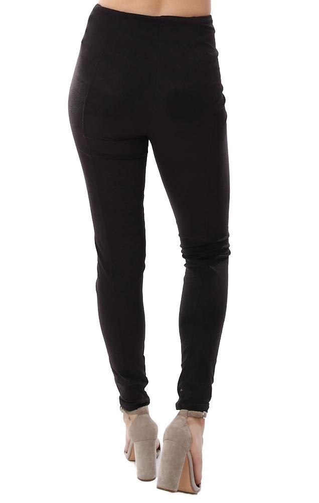 Lyssé Leggings Faux Suede Hi Waist Office Chic Black Dressy Legging