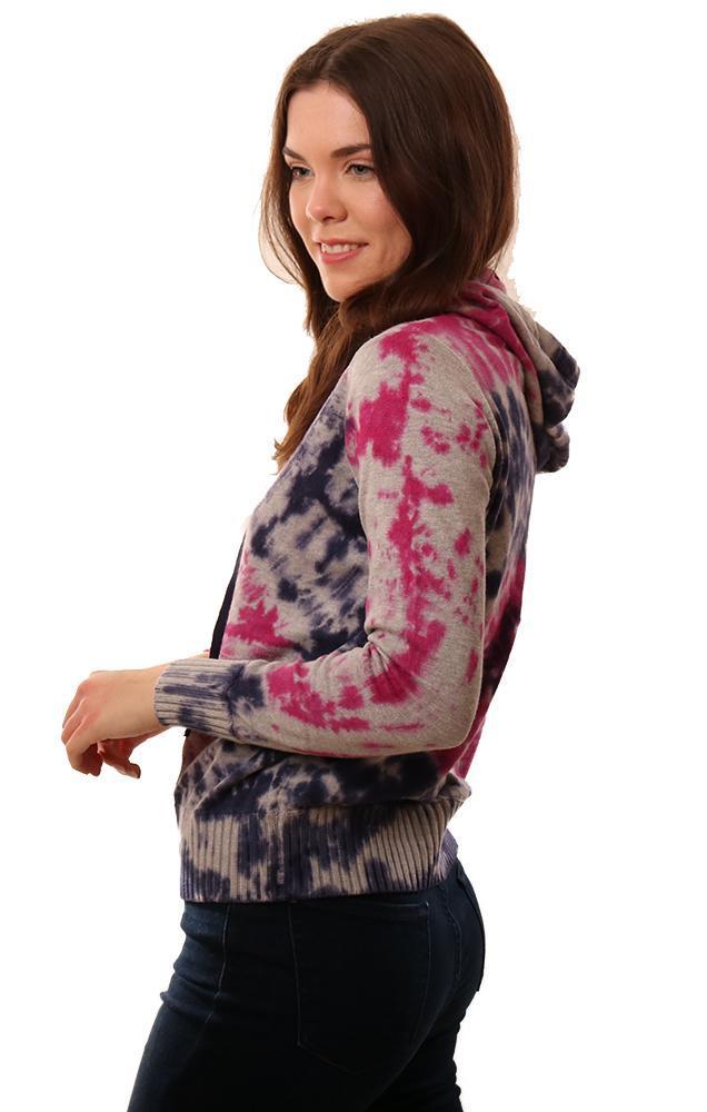 Central Park West Hoodies Tie Dye Knit Pullover Blue Pink Grey Pullover Top