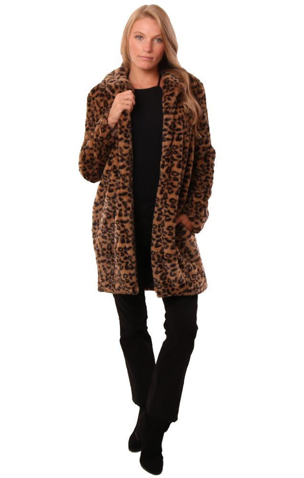 Central Park West Jackets Faux Fur Animal Printed Soft Fall Coat